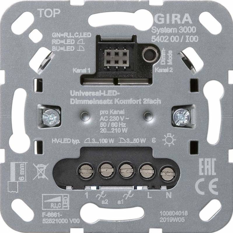 4010337063827 - GIRA 540200 S3000 Uni-LED-Dimmeinsatz Komfort 2fach Einsatz 4010337063827 - GIRA 540200 S3000 Uni-LED-Dimmeinsatz Komfort 2fach Einsatz