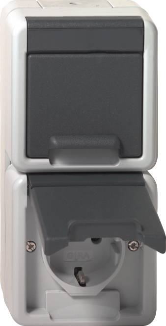 4010337092681 - GIRA 478030 SCHUKO-Doppelsteckdose senkrecht Klappdeckel WG AP IP44 Grau 4010337092681 - GIRA 478030 SCHUKO-Doppelsteckdose senkrecht Klappdeckel WG AP IP44 Grau