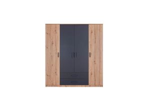 4010340042406 - Kleiderschrank Ranya 4 Türen und 2 Schubladen - Eiche Artisan Optik und Anthrazit