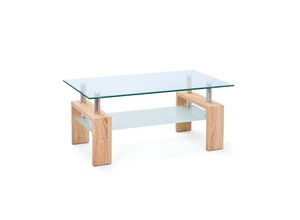 4010340194020 - Inter Link Couchtisch Dana aus Glas und Holz in Sonoma Eiche Nachbildung