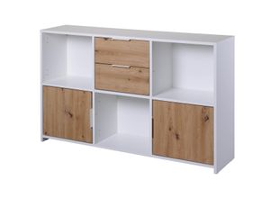 4010340406000 - Kommode mit 2 Türen und 2 Schubladen in weiss und Eiche Artisan Nachbildung 4010340406000 - Kommode mit 2 Türen und 2 Schubladen in weiss und Eiche Artisan Nachbildung
