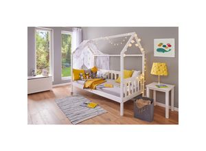 4010340411806 - Kinderbett Funky Hausbett 90 x 200 cm Kiefer Massivholz Weiss