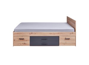 4010340531405 - Kinderbett Funktionsbett Ranya 140x200 inkl 2 Nachtkommoden - Eiche Artisan Optik und Anthrazit