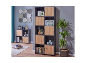 4010340723411 - Regal Pepeto (BHT 77x185x30 cm) BHT 77x185x30 cm grau Standregal Bücherregal Bücherregal Schuhregal