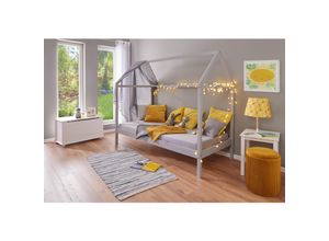 4010340862905 - Kinderbett Hausbett Sunroad 90x200 cm in Kiefer Massivholz - Hellgrau