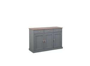 4010340942102 - FSC Sideboard Westerland 3 Türen und Schubladen Kiefer Massivholz grau und sepia braun lackiert