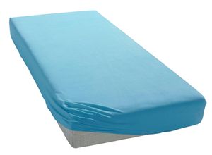 4010374007877 - Spannbettlaken BELLANA Jersey-Elasthan deLuxe Laken Gr B L 140 cm x 200-220 cm 1 St Jersey-Elasthan 45 cm-40 cm 140 x 200-220 cm blau (mittelblau) Spannbettlaken für Boxspringbetten und sehr hohe Matratzen