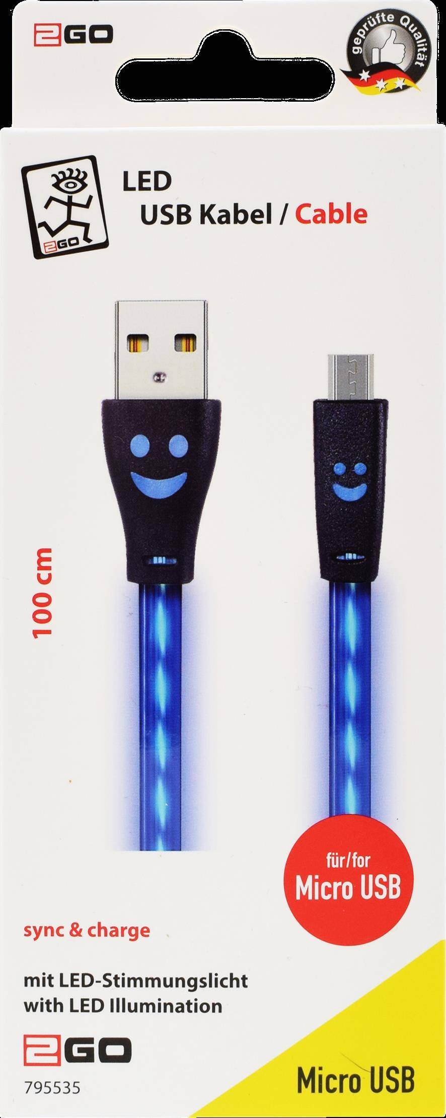 4010425955355 - USB Lade- Datenkabel Micro-USB mblLED-Beleucht 1m