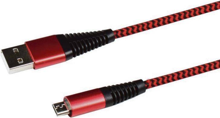 4010425959452 - USB Lade- Datenkabel USB-A - Micro-USB   1m Nylon  rot