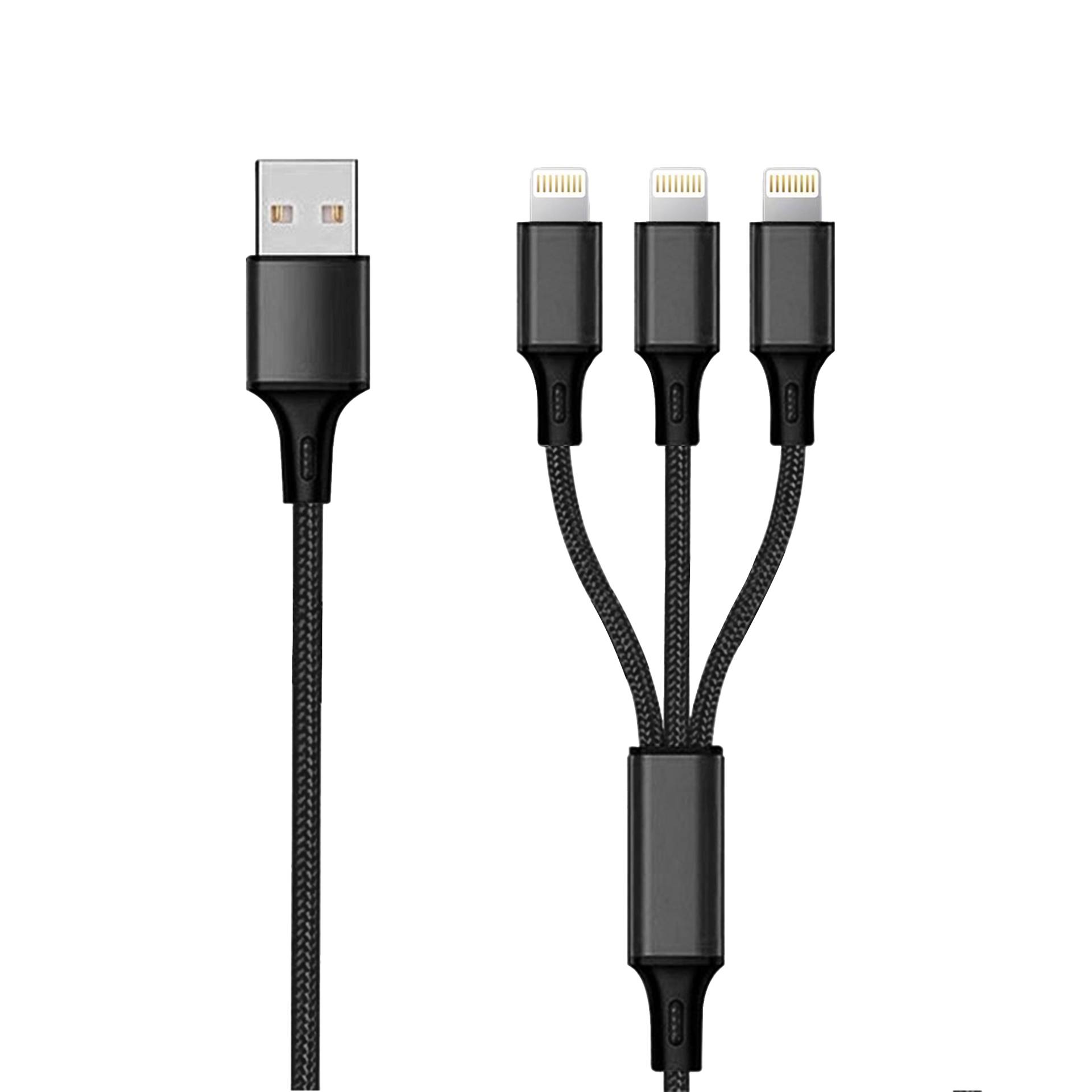 4010425971553 - 3in1 USB Ladekabel 3x Lightning Nylon 15m  schwarz