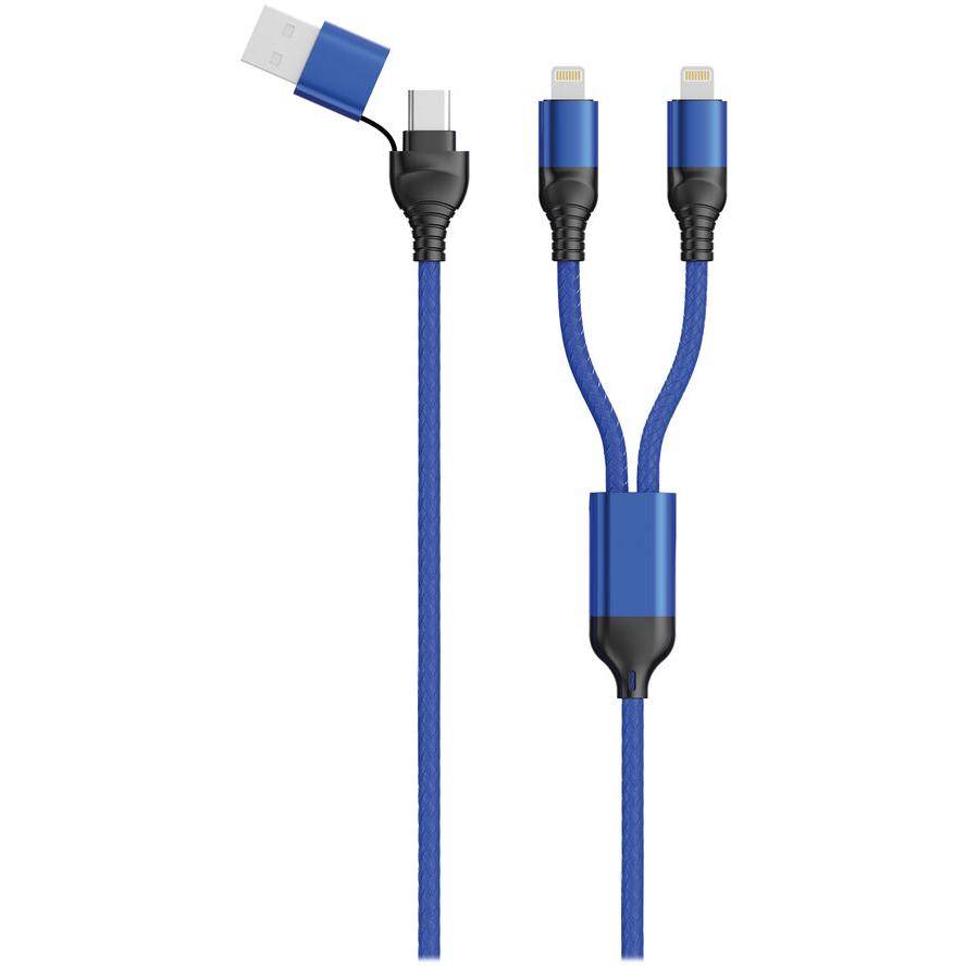 4010425973649 - USB   Type C Ladekabel DUO 2x Lightning Nylon 12m blau