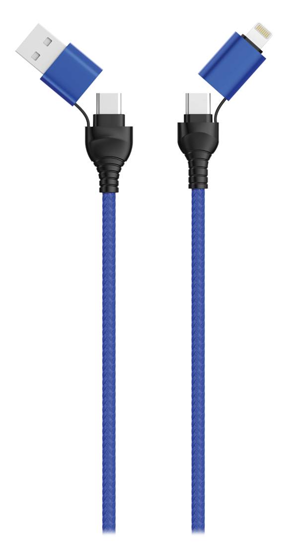 4010425973687 - USB   Type C Ladekabel 4 in 1 USB A Lighn 12m blau