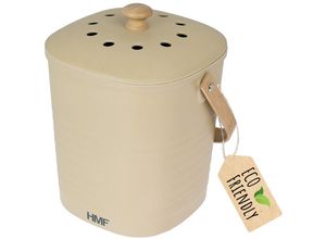 4010537373276 - Nachhaltiger Biomülleimer Küche Geruchsdichter Komposteimer mit Deckel 3 Liter Beige - beige - HMF