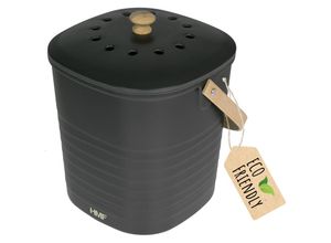 4010537378622 - HMF Nachhaltiger Biomülleimer Küche Geruchsdichter Komposteimer mit Deckel 6 Liter Schwarz