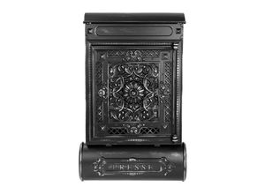 4010537512095 - HMF 512-09 Briefkasten Antik mit Zeitungsfach Vintage Postkasten aus Aluguss 57 x 35 x 10 cm Schwarz-Silber