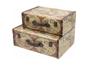 4010537643430 - VKO104 Holzkoffer im Vintage-Design Weltkarte Farbe 2er Set - HMF