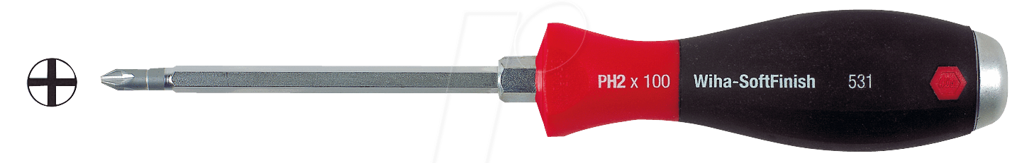 4010995032371 - Schraubendreher SoftFinish® Phillips mit durchgehender Sechskantklinge und massiver Stahlkappe PH1 x 80 mm (03237) - Wiha