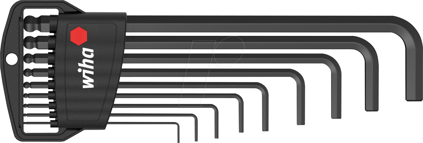 4010995039929 - Stiftschlüssel Set 10-tlg im Classic Halter i Sechskant-Kugelkopf i 15 mm - 10 mm i schwarzoxidiert in Blister i klein und kompakt (03992) - Wiha