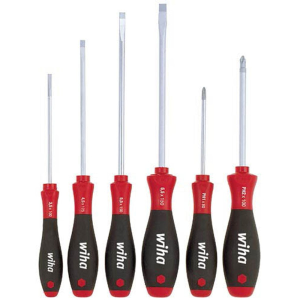 4010995071523 - Schraubendreher Set SoftFinish® (07152) 6 tlg i Schraubenzieher Satz für Alltag Handwerk Industrie i Schraubwerkzeug Schlitz Kreuz - Wiha