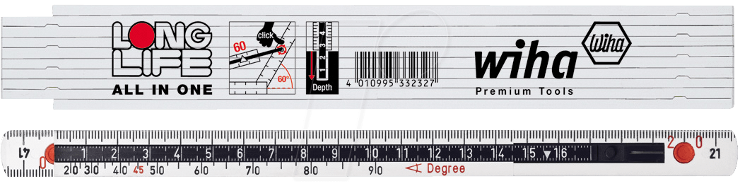 4010995332327 - Meterstab Longlife® Plus Composite 2 m metrische Skala (33232) 10 Glieder - Wiha