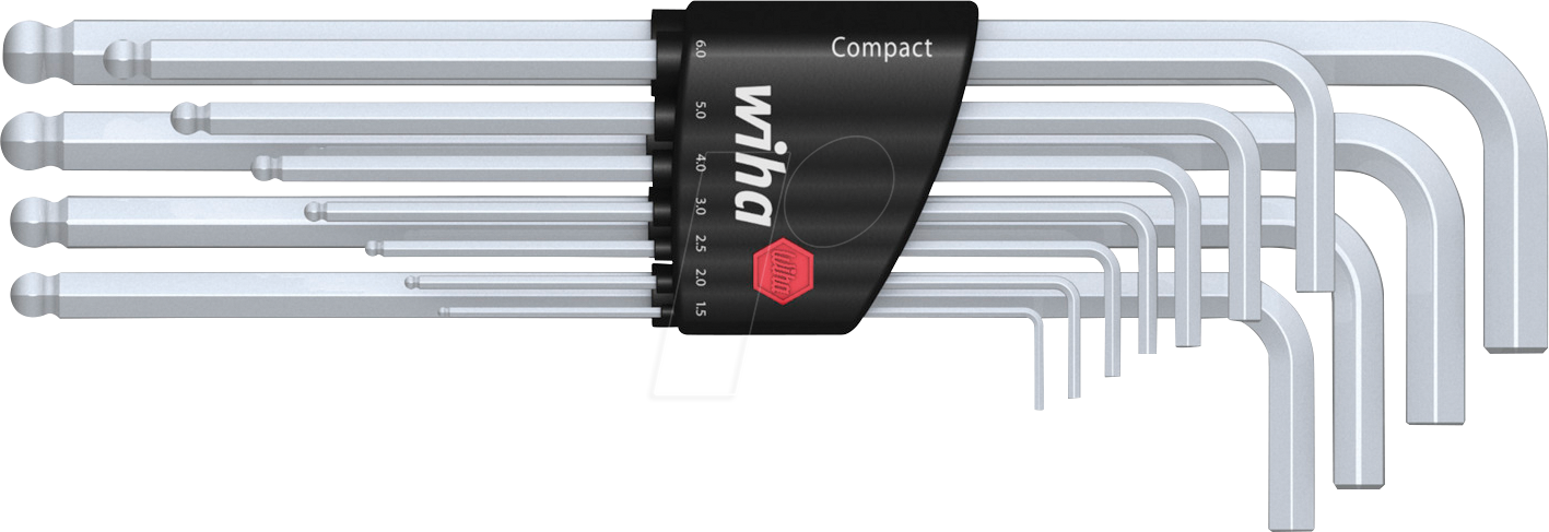 4010995364533 - Innensechskant Schlüssel Satz 12-tlg (36453) i Stiftschlüssel Set mit Kugelkopf für Winkel bis zu 25 Grad i Sechskantschlüssel im Compact Halter