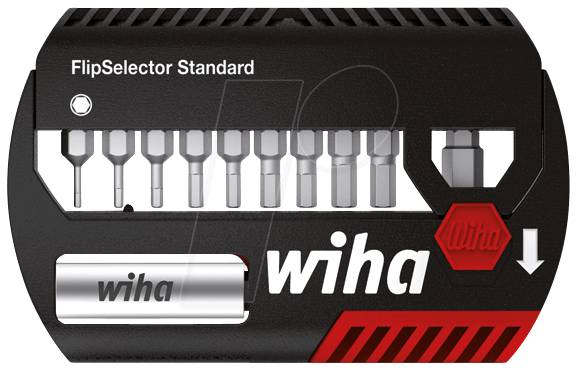 4010995390396 - Bit Set FlipSelector Standard 25 mm Innensechskant 11-tlg 1 4 Bitsatz mit magnetischem Universalhalter in praktischer Box öffnen per Knopfdruck