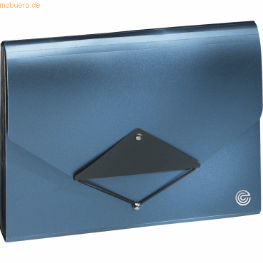 4011123505309 - Fächermappe A4 mit 13 Fächern blau-metallic schwarz