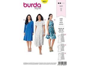 4011199068210 - burda Schnitt 6821 Kleid mit weitem Rock