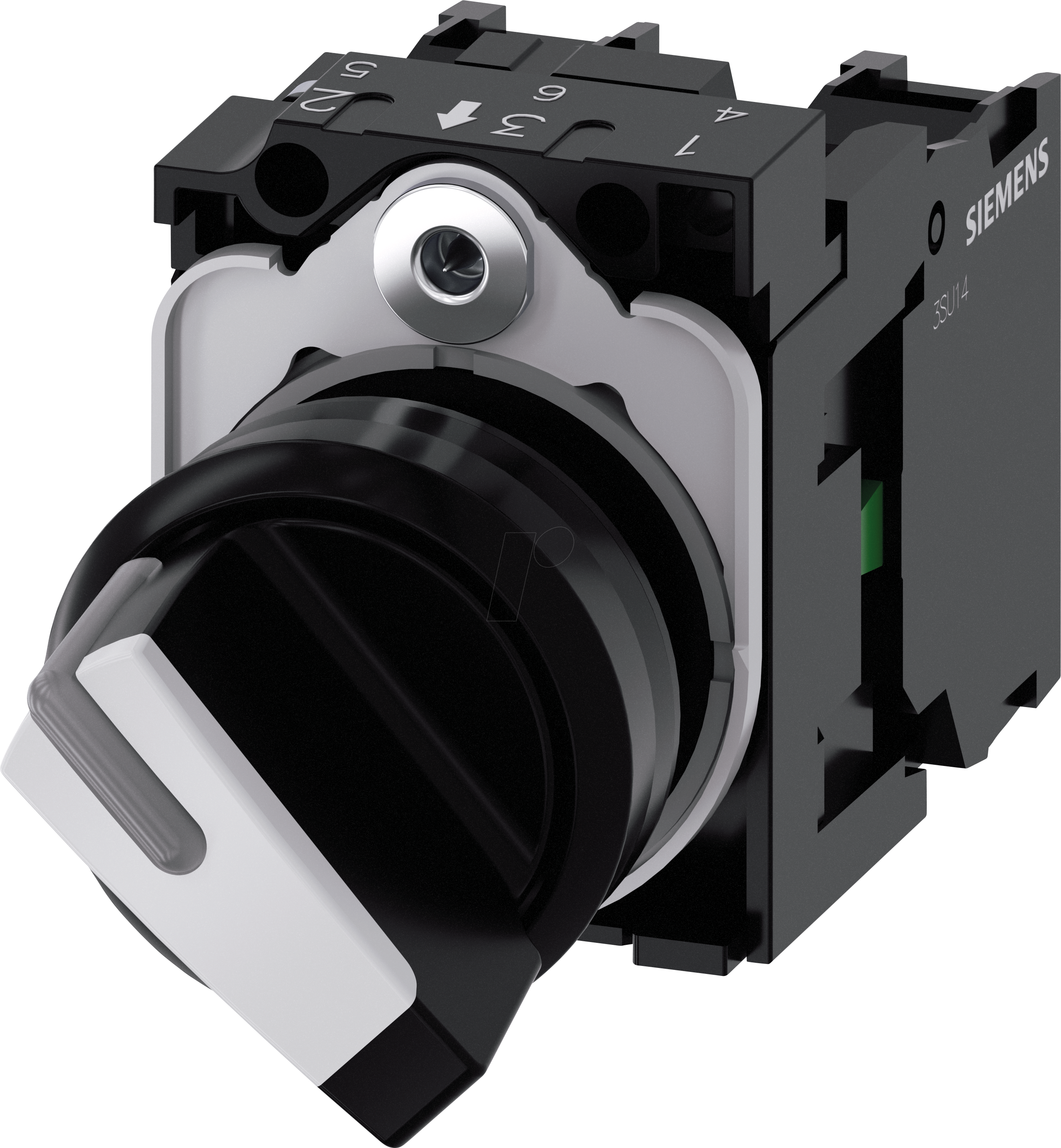 4011209957541 - 3SU11002BF601MA0 3SU1100-2BF60-1MA0 Knebelschalter Frontring Kunststoff Schwarz Weiß 1 x 9 - Siemens