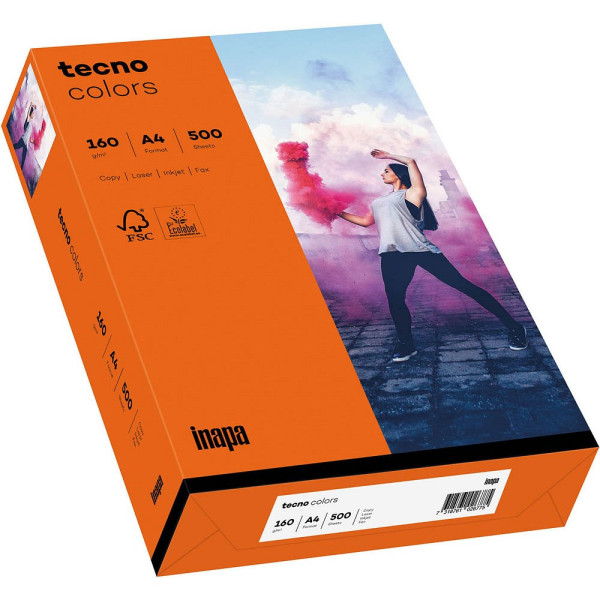 4011211079286 - Farbiges Kopierpapier tecno colors DIN A4 160 g m² intensivorange 1 Paket = 250 Blatt