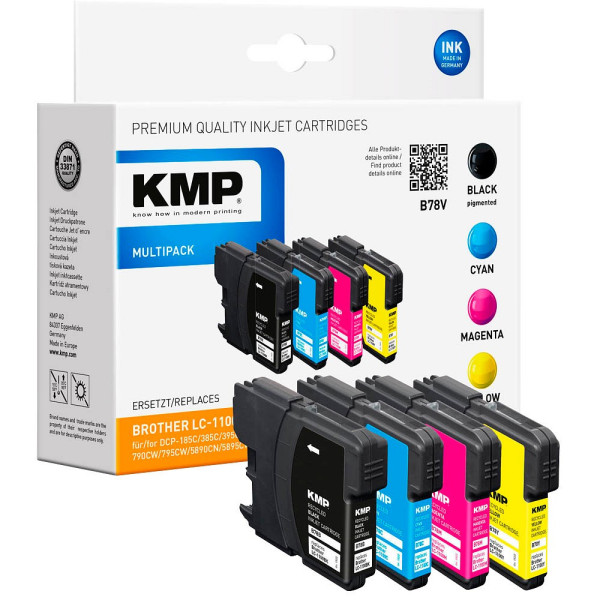 4011324370706 - MULTIPACK B78V - 4er-Pack - Schwarz Gelb Cyan Magenta - Tintenpatrone (Alternative zu Brother LC1100BK Brother LC1100C Brother LC1100M Brother LC1100Y)