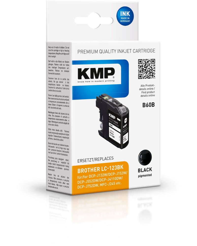 4011324370836 - KMP B60B - Kompatibel - Tinte auf Pigmentbasis - Schwarz - Brother - Einzelpackung - DCP J 132 W - DCP J 150 Series - DCP J 152 W - DCP J 152 WR - DCP J 172 W - DCP J 4110 DW - DCP J 4110