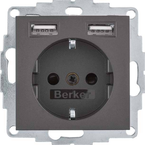 4011334510512 - Berker Steckdose SCHUKO USB B3 48031606 anthrazit matt