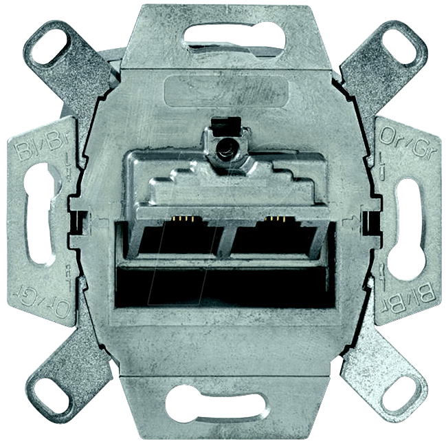 4011395163870 - Anschlussdose Cat6A ap up 2xRJ45 gr lsa Kanaleinb AufputzUnterputz designfähig 0218 12-101 - grau - Busch-jaeger