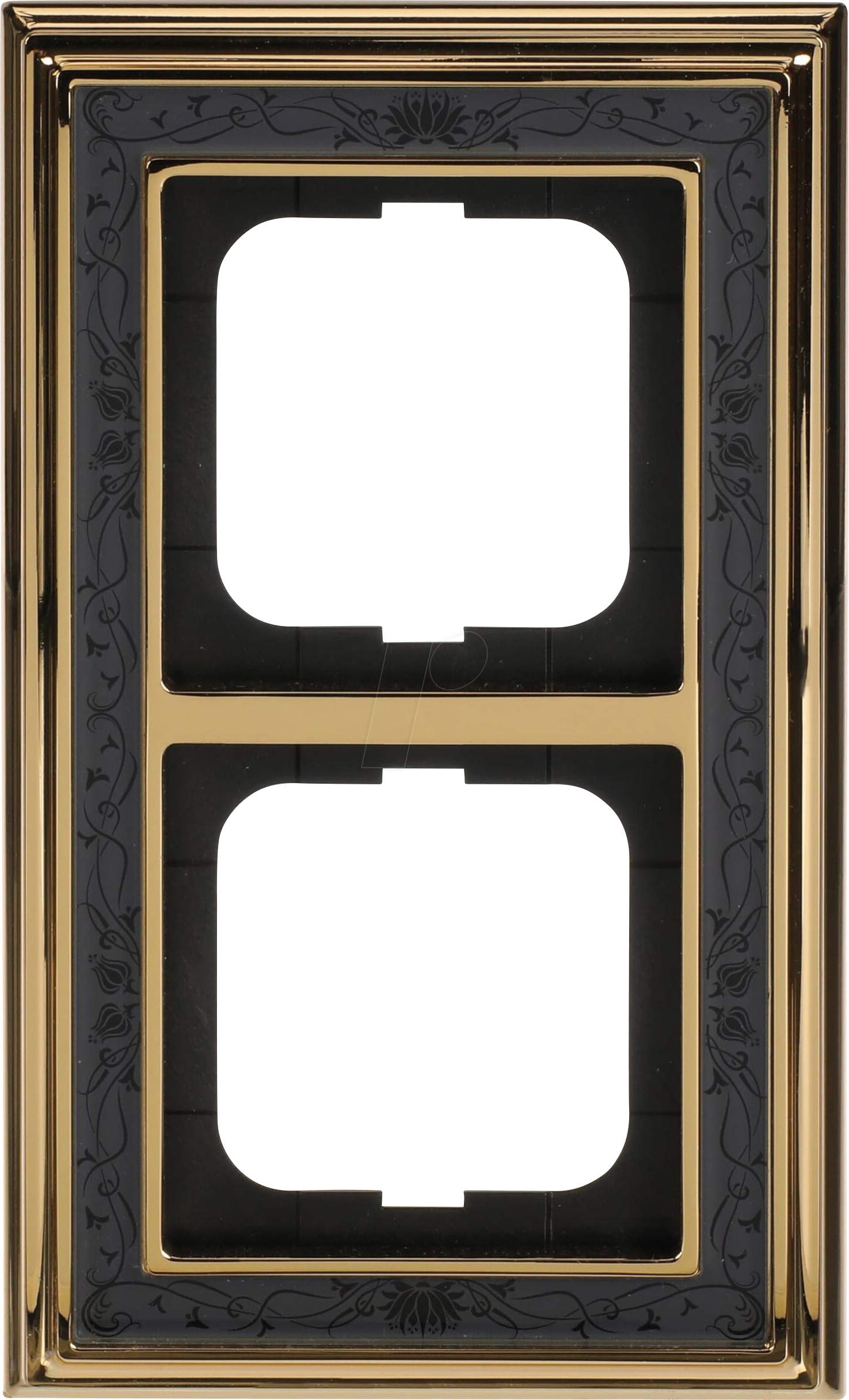 4011395219003 - BJ 1722-833 - Abdeckrahmen 2-fach Messing poliert Dekor anthrazit -dynasty®