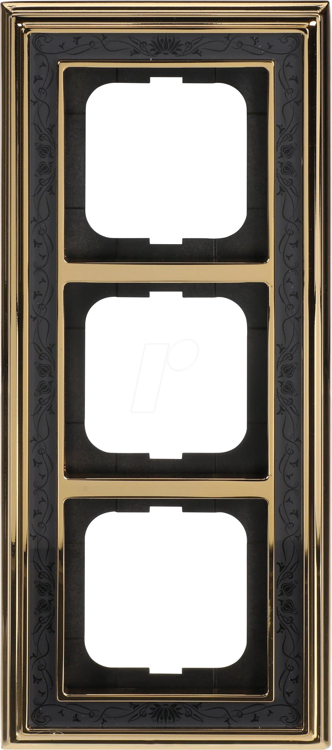 4011395219010 - BJ 1723-833 - Abdeckrahmen 3-fach Messing poliert Dekor anthrazit -dynasty®