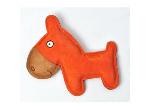 4011599947986 - Hundespielzeug aus Leder - Esel orange - Aumüller