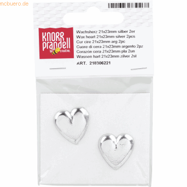 4011643739468 - 6 x Wachs-Herz 21x23mm silber VE=2 Stück 4011643739468 - 6 x Wachs-Herz 21x23mm silber VE=2 Stück