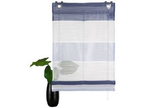 4011714414249 - Raffrollo HOME WOHNIDEEN Sarnia Raffrollos Gr 135 cm Hakenaufhängung 100 cm blau Raffrollos halbtransparent Raffrollo