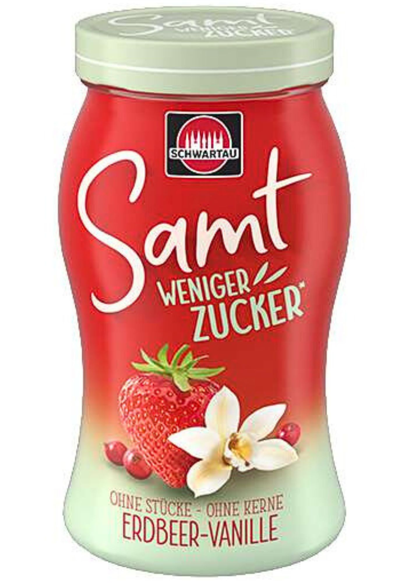 4011800174316 - Fruchtaufstrich SAMT WENIGER ZUCKER Erdbeer-Vanille von Schwartau 255g