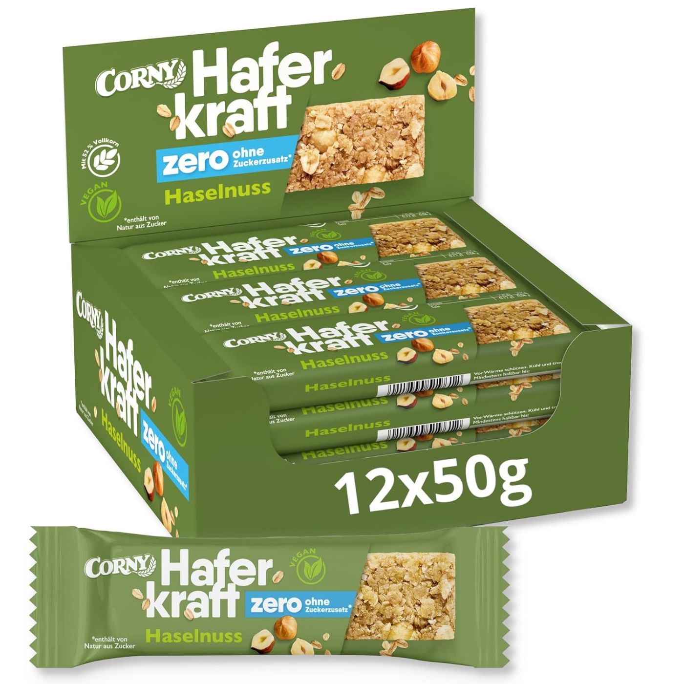 4011800519605 - Corny Haferkraft zero Haselnuss Müsliriegel 12x50g