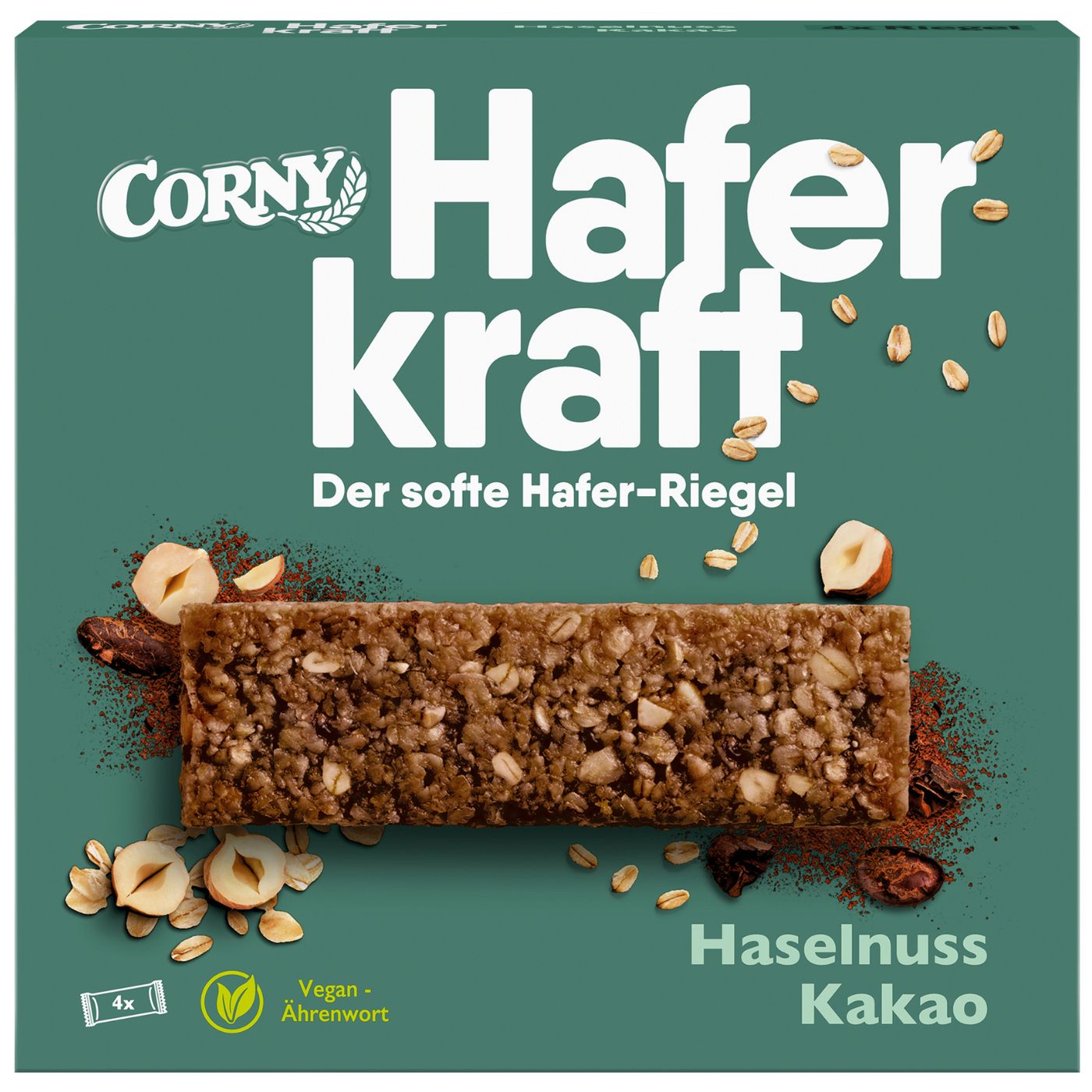 4011800524814 - Corny Haferkraft Haselnuss Kakao Müsliriegel 4x35g