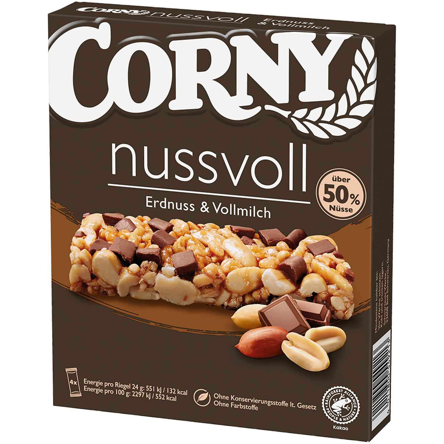 4011800549213 - Corny Nussvoll Erdnuss & Vollmilch Müsliriegel 4x24g