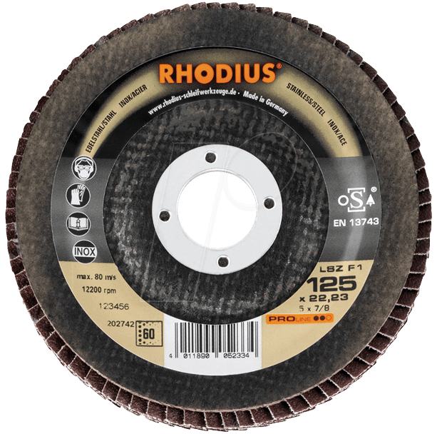 4011890013762 - 205583 lamellenschleifscheibe lsz F1 durchmesser 115MM innen-ø 222MM koernung 120 1ST - Rhodius