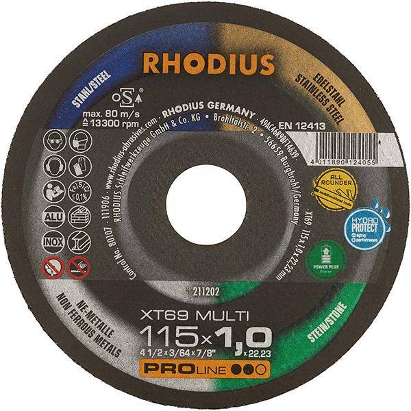 4011890124055 - Rhodius Trennscheiben XT69 MULTI 211202 115x10x2223 Extradünn Multi-Anwendung