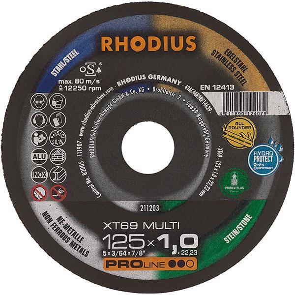 4011890124079 - Rhodius Trennscheiben XT69 MULTI 211203 125x10x2223 Extradünn Multi-Anwendung