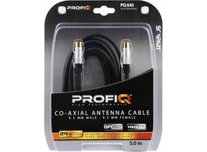 4012074346430 - Profi q Coax Antennenkabel (24k vergoldet doppelt abgeschirmt 95mm Stecker zu 95mm Kupplung 5m) mit Ferritfilter - Scanpart