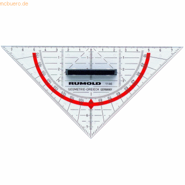 4012108130202 - Geometrie-Dreieck 16 cm Kunststoff mit abnehmbaren Griff