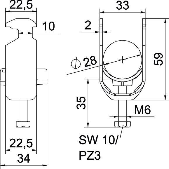 4012196848201 - OBO BS-H1-K-28 ALU Bügelschelle 2056 22-28mm 1186422 (Inhalt 1 Stück)