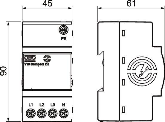 4012196862566 - OBO V10 Compact20 Überspannungsableiter 5093381